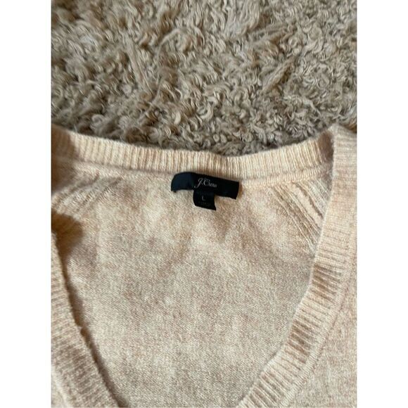 J crew camel tan v neck sweater merino wool and alpaca blend sweater size large - Picture 4 of 6